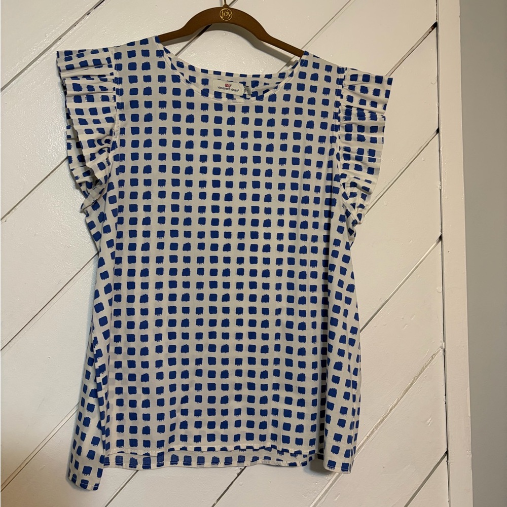 Vineyard Vines Blue and White Patterned Blouse